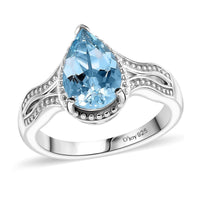 Blue Topaz Solitaire Ring in Platinum Over Sterling Silver (Size 10.0) 2.35 ctw