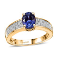 AAA Tanzanite, Moissanite Ring in 18K Vermeil YG Over Sterling Silver (Size 6.0) 1.50 ctw - Sticky add to cart bar