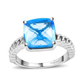 Blue Topaz Solitaire Ring in Platinum Over Sterling Silver (Size 7.0) 6.35 ctw - Sticky add to cart bar