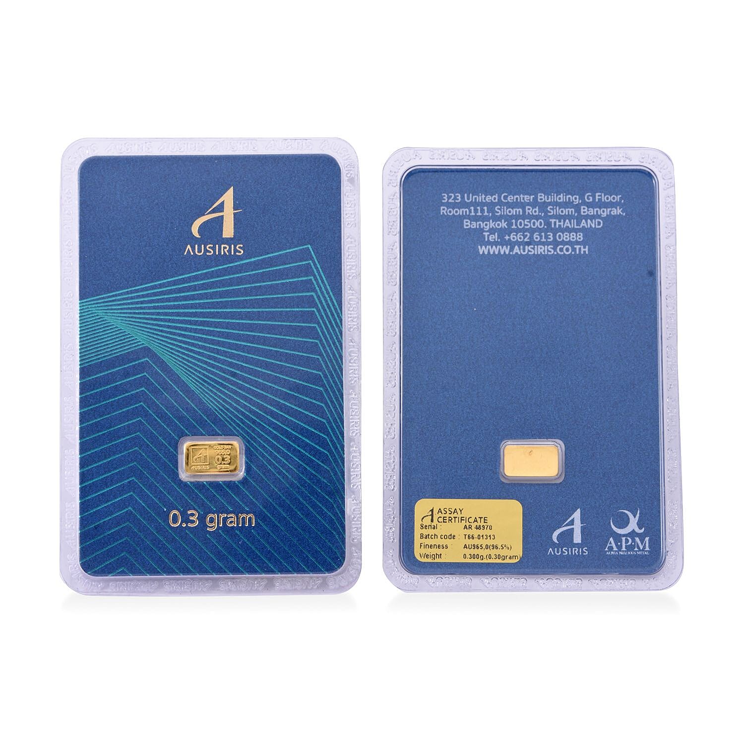 22K Yellow Gold Ausiris Bar 0.30 Grams