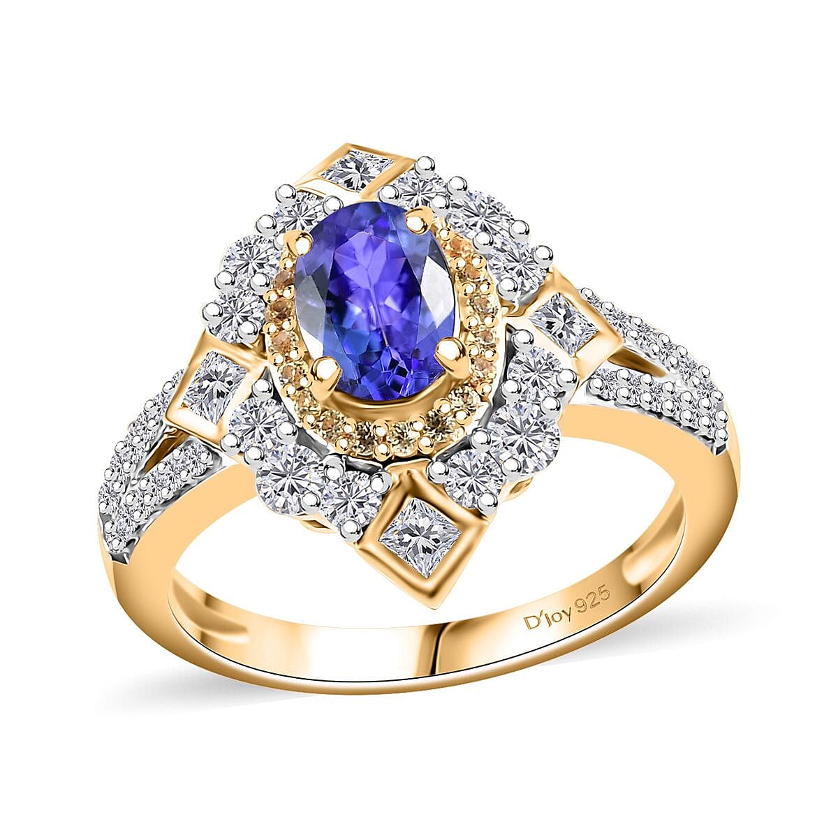 AAA Tanzanite, Multi Gemstone Ring in 18K Vermeil YG Over Sterling Silver (Size 10.0) 1.70 ctw
