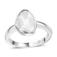 Doorbuster Polki Diamond Ring in Rhodium Over Sterling Silver (Size 8.0) 0.50 ctw