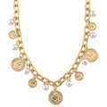 Simulated Pearl Charm Necklace in Goldtone 20 Inches - Sticky add to cart bar