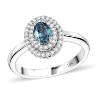 Luxoro 10K White Gold AAA Narsipatnam Alexandrite, Diamond (G-H, I2) (0.25 cts) Ring (Size 7.0) 0.85 ctw