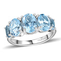 Sky Blue Topaz 3.85 ctw 5 Stone Ring in Platinum Over Sterling Silver - Sticky add to cart bar