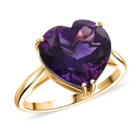 Luxoro 10K Yellow Gold AAA Lusaka Amethyst Heart Ring (Size 10.0) 5.65 ctw