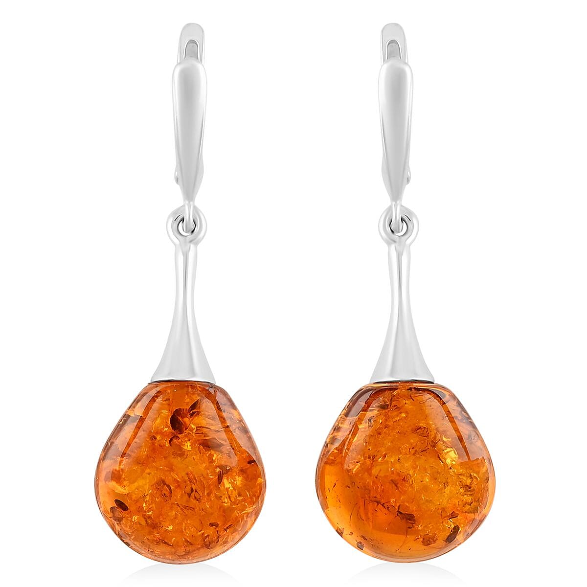 Baltic Amber Timeless Drop Earrings in Sterling Silver