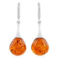 Baltic Amber Timeless Drop Earrings in Sterling Silver
