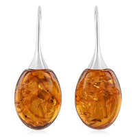 Baltic Amber Sunflower Drop Earrings in Sterling Silver