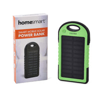 Homesmart Green Carabiner Solar 5000 mAh Battery Charger with USB & Emergency LED Torch
