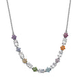 Malagasy Moonstone, Multi Gemstone Floral Necklace in Rhodium Over Sterling Silver 4.50 ctw (18-20 Inches) - Sticky add to cart bar