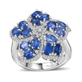 Kashmir Kyanite, White Zircon Ring in Rhodium Over Sterling Silver (Size 7.0) 4.40 ctw - Sticky add to cart bar