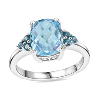 Blue Topaz, Signity Pariaba Topaz Ring in Platinum Over Sterling Silver (Size 7.0) 3.90 ctw
