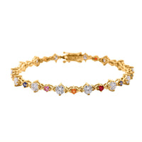 Moissanite, Multi Sapphire Art Deco Bracelet in Sterling Silver