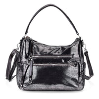 Khaki Dark Purple Faux Leather Crossbody Bag (12.2"x5.51"x9.84) with Shoulder Strap