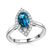 Rhapsody 950 Platinum AAAA Ratanakiri Blue Zircon, Diamond (E-F, VS) (0.43 cts) Ring (Size 7.0) (6.55 g) 4.85 ctw