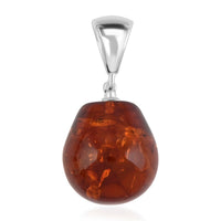 Baltic Amber Honey Drop Shape Pendant without Chain in Sterling Silver