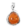 Value Buy Baltic Amber Drop Shape Designer Pendant without Chain in Sterling Silver - Sticky add to cart bar