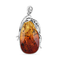 Baltic Amber Fancy Shape Designer Pendant without Chain in Sterling Silver - Sticky add to cart bar