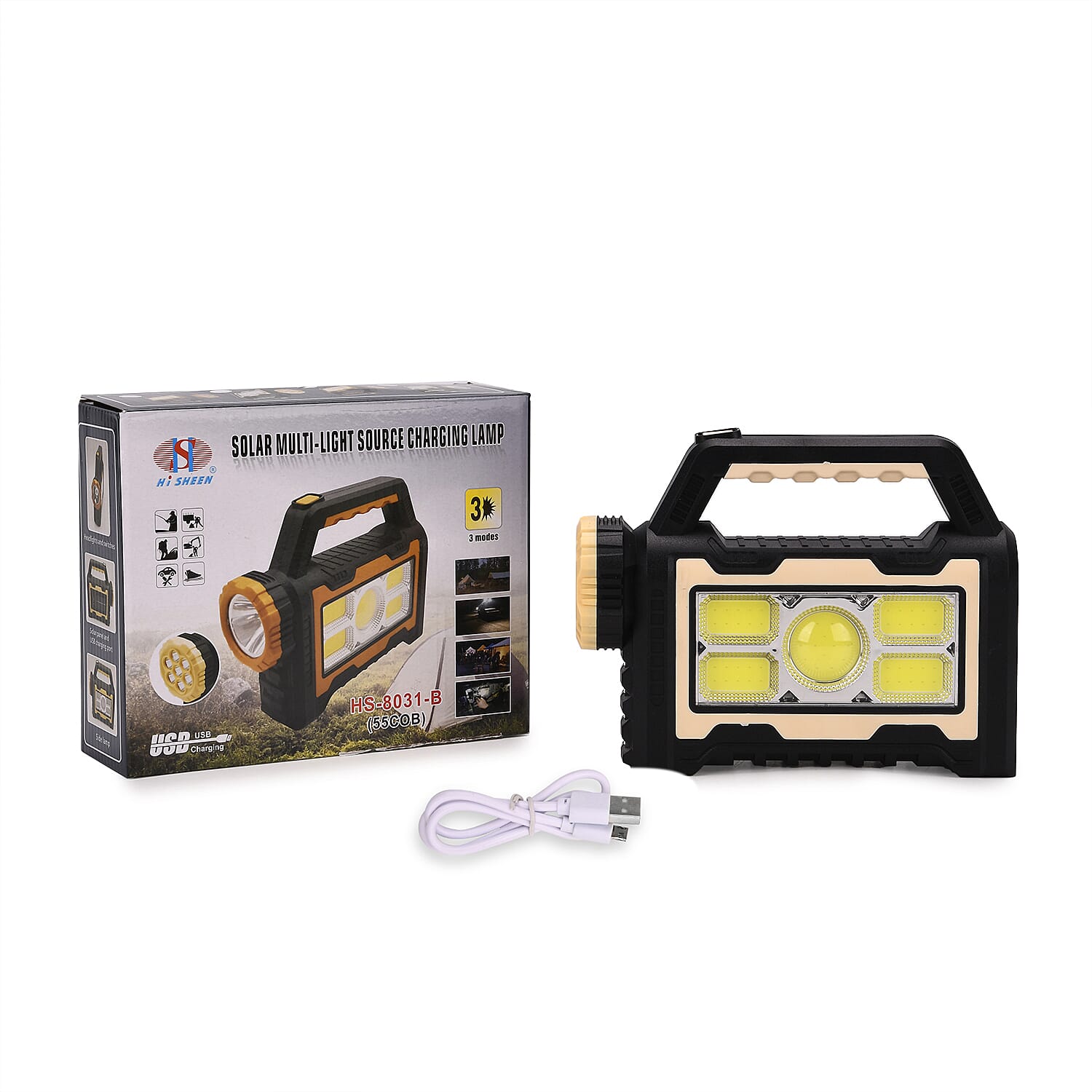 Solar Multi-Light Source Charging Lamp (1200mAh) with 3 Lighting Modes (Powered by Solar Charging and USB Cable)