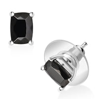 Elite Shungite Solitaire Stud Earrings in Rhodium Over Sterling Silver 1.00 ctw