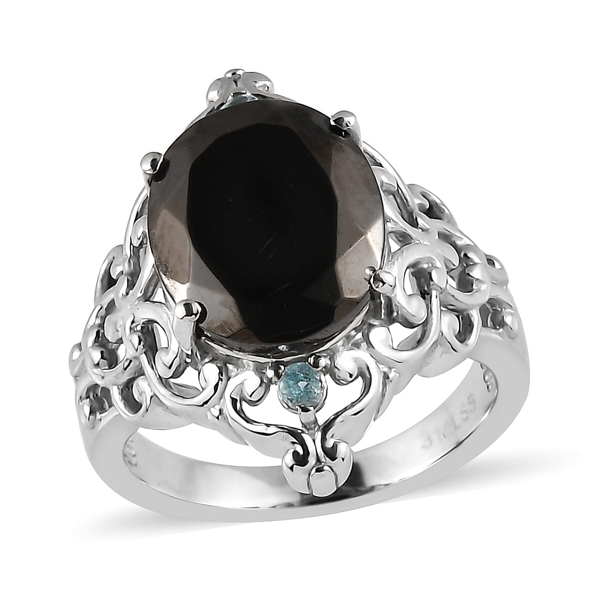 Elite Shungite and Mojave Blue Apatite 3.00 ctw Ring in Stainless Steel (Size 10.0)
