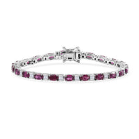 Tanzanite and Moissanite 6.15 ctw Bracelet in Rhodium Over Sterling Silver (6.50 In)