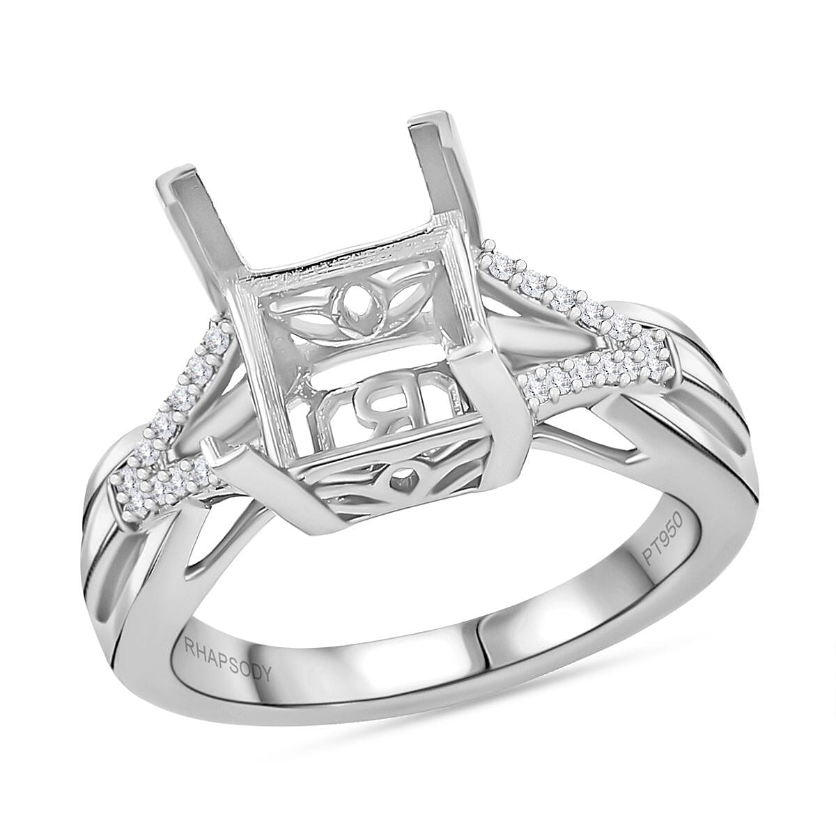 Diamond E-F VS2 0.12 ctw Ring in 950 Platinum (Size 7.0) 9.65 Grams