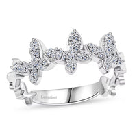 Luxuriant Lab Grown Diamond Butterfly Ring in Sterling Silver