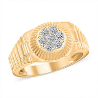 Luxuriant Lab Grown Diamond G SI 0.48 ctw Men's Ring in 14K Yellow Gold Over Sterling Silver