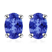 Iliana 18K White Gold AAA Tanzanite Solitaire Stud Earrings 1.00 ctw