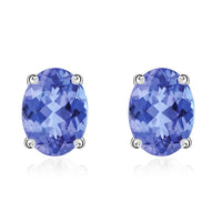 Tanzanite Solitaire Stud Earrings in Platinum Over Sterling Silver 1.65 ctw