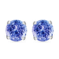 Tanzanite Solitaire Stud Earrings in Platinum Over Sterling Silver 1.50 ctw - Sticky add to cart bar