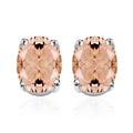 Premium Marropino Morganite Solitaire Stud Earrings in Platinum Over Sterling Silver 2.60 ctw - Sticky add to cart bar
