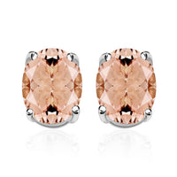 Premium Marropino Morganite Solitaire Stud Earrings in Platinum Over Sterling Silver 2.60 ctw