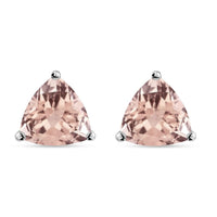 D'Joy Marropino Morganite Solitaire Stud Earrings in Platinum Over Sterling Silver 3.20 ctw