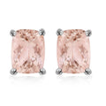 Premium Marropino Morganite Solitaire Stud Earrings in Platinum Over Sterling Silver 4.25 ctw - Sticky add to cart bar