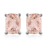Premium Marropino Morganite Solitaire Stud Earrings in Platinum Over Sterling Silver 4.25 ctw