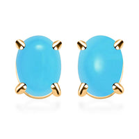 Premium Sleeping Beauty Turquoise Solitaire Stud Earrings in Platinum Over Sterling Silver 1.70 ctw
