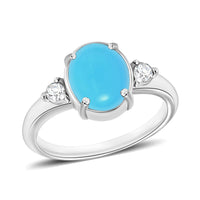 Premium Sleeping Beauty Turquoise and G-H I1-I2 Diamond Ring