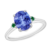 Tanzanite and Boyaca Colombian Emerald Ring