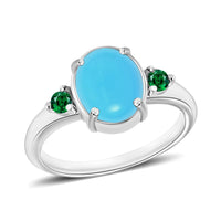 Premium Sleeping Beauty Turquoise and Emerald Ring