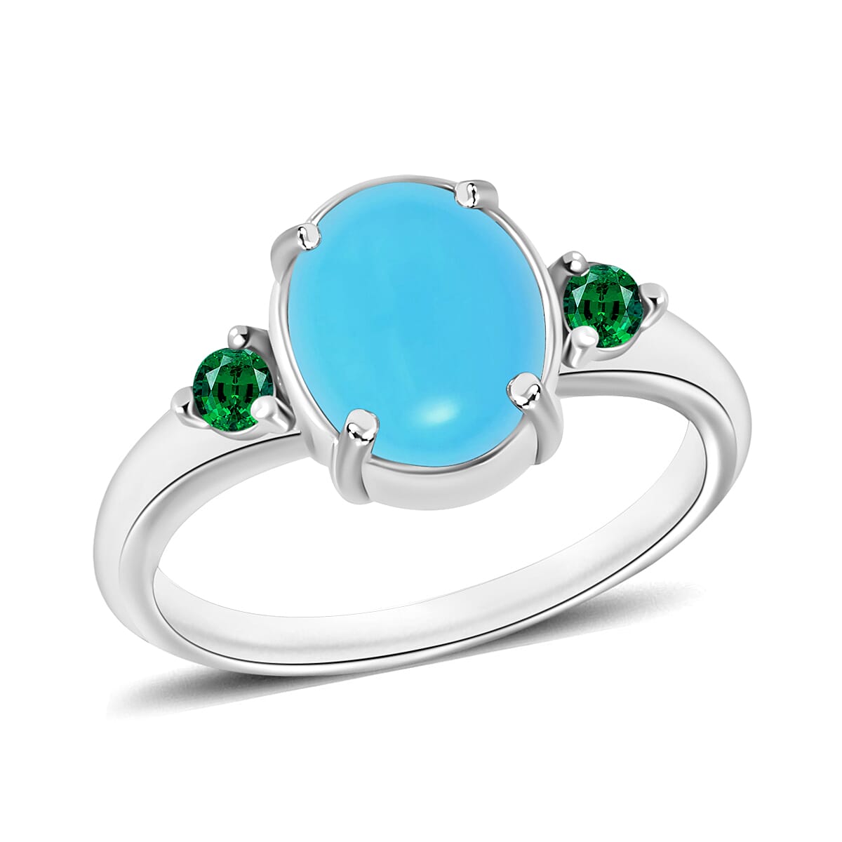 Premium Sleeping Beauty Turquoise and Emerald Ring (1)