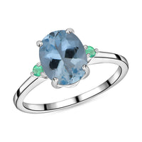 Mangoro Aquamarine and Colombian Emerald Ring