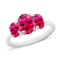 Ouro Fino Rubellite 3 Stone Ring in Platinum Over Sterling Silver (Size 4.0) 2.60 ctw - Sticky add to cart bar