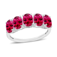 Premium Ouro Fino Rubellite 5 Stone Ring in Platinum Over Sterling Silver (Size 4.0) 2.25 ctw