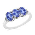Tanzanite and Diamond 2.50 ctw 3 Stone Ring in Platinum Over Sterling Silver (Size  4.0) - Sticky add to cart bar