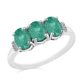 Kagem Zambian Emerald and Diamond 2.53 ctw 3 Stone Ring in Platinum Over Sterling Silver (Size  4.0) - Sticky add to cart bar