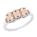 Pink Morganite and Diamond 2.50 ctw 3 Stone Ring in Platinum Over Sterling Silver (Size  4.0) - Sticky add to cart bar