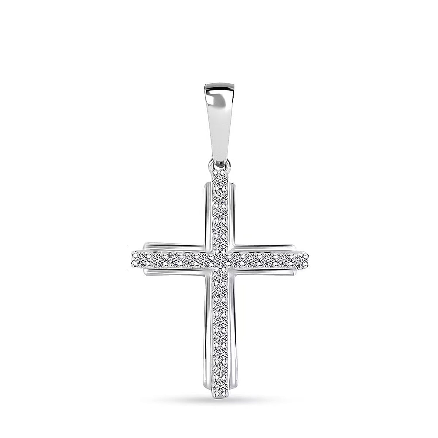 Luxuriant Lab Grown Diamond G SI 0.25 ctw Cross Pendant without Chain in Sterling Silver